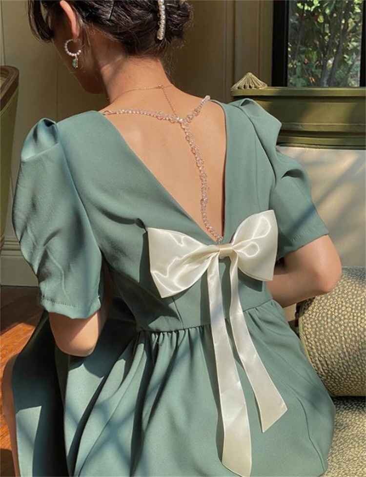  большой размер One-piece красивый . лента elegant мини-юбка XL голубой 