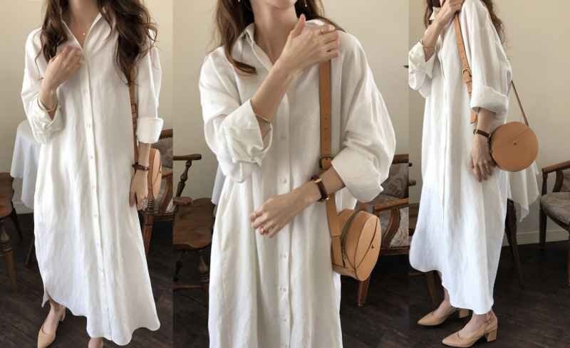 春夏 レディース 大人可愛い ロング シャツワンピース 體系カバー 2way 通勤通學 日常 2XL ブルー