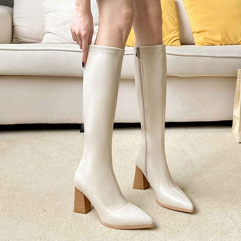  сапоги женский futoshi каблук 22.5cm(35) слоновая кость 