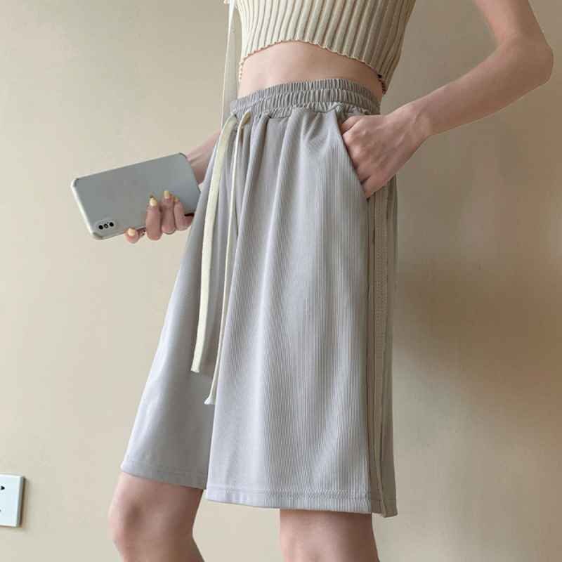 ショートパンツ スウェットパンツ 膝上丈 短パン サイドライン ダンス衣裝 ルームウェア スポーツ XL ピンク
