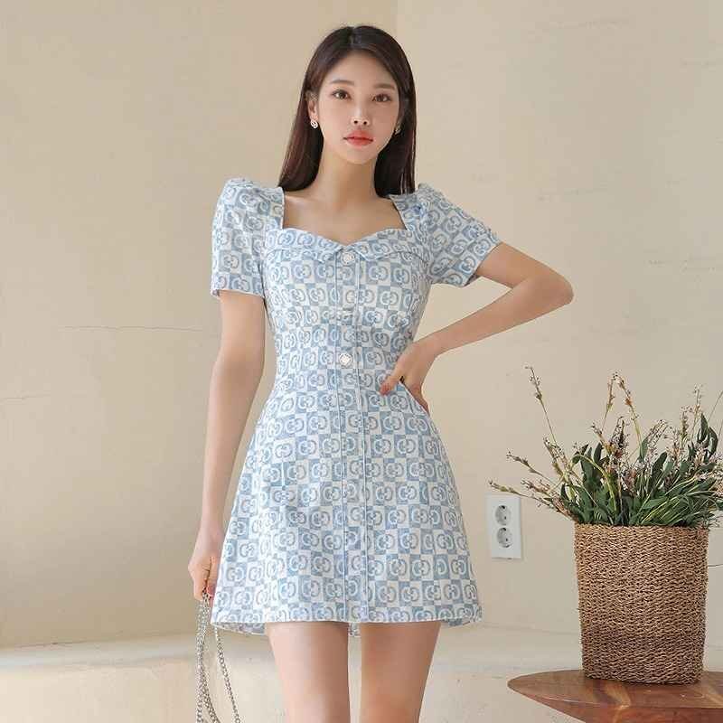  короткий рукав One-piece minivan pi оборка переключатель bai цвет тонкий надеты ..sweet серия XL голубой 