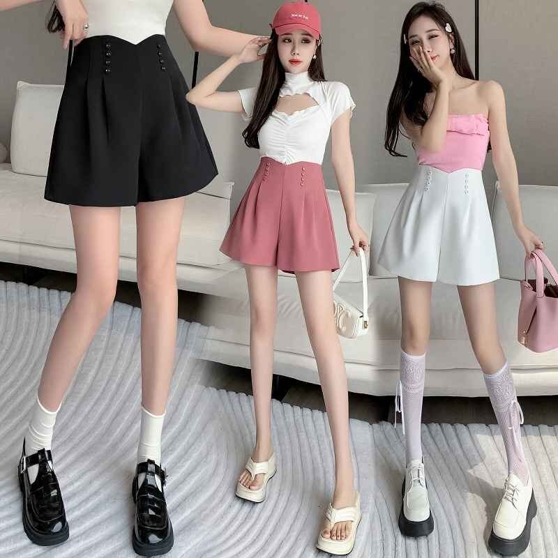 全3色 ショートパンツ ショーパン ハイウエスト 無地 シンプル XL ホワイト