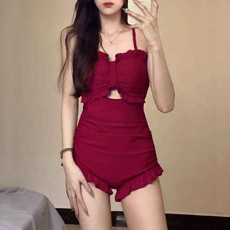 ワンピース水著 モノキニ リボン 可愛い フリル セクシー クロス ストラップ水著 ワンサイズ ライトブルー