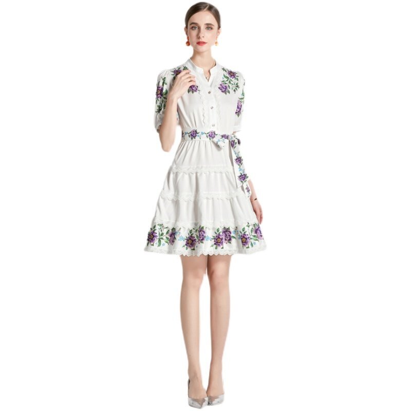  Mini One-piece короткий рукав цветочный принт красивый . casual 2 следующий ..... родители . женский 2XL "теплый" белый 