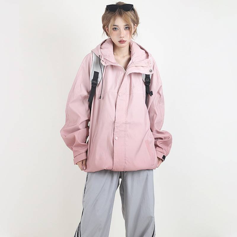 ジャケット ブルゾン 長袖アウター フード付き ジャンパー 【大きいサイズあり】 L ピンク