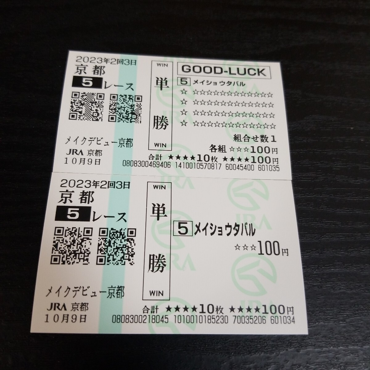 最新モデル メイショウタバル メイクデビュー京都 現地単勝馬券☆クイック その他