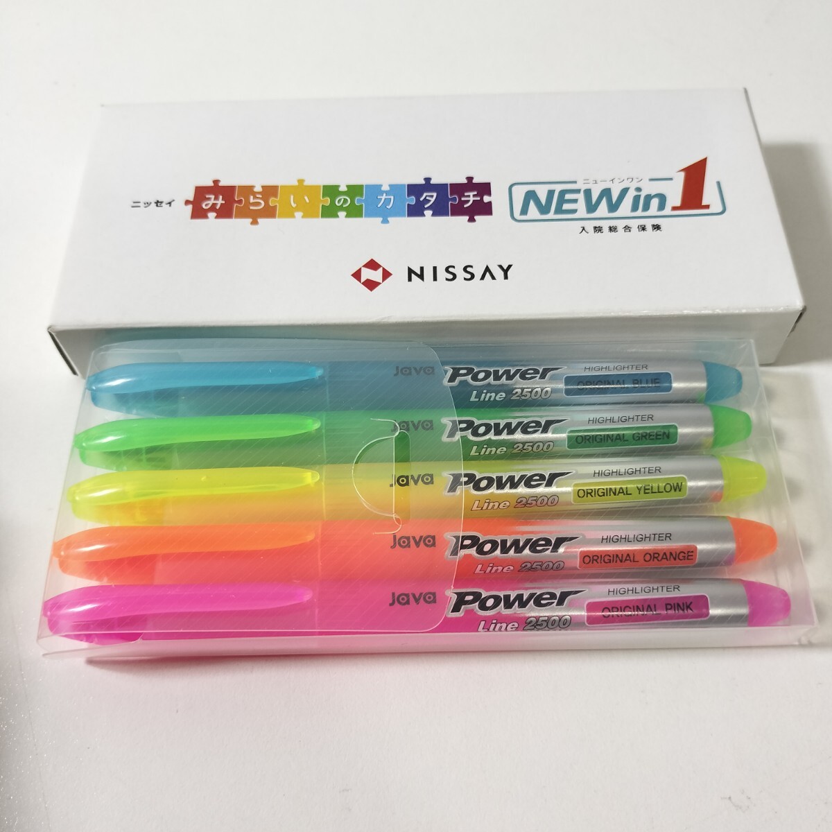 韓國(guó)制 Java Power Line 2500 HIGHLIGHTER ORIGINAL ジャバ パワーライン ハイライター 蛍光ペン 5色セット 未使用 [日本生命 ノベルティ]