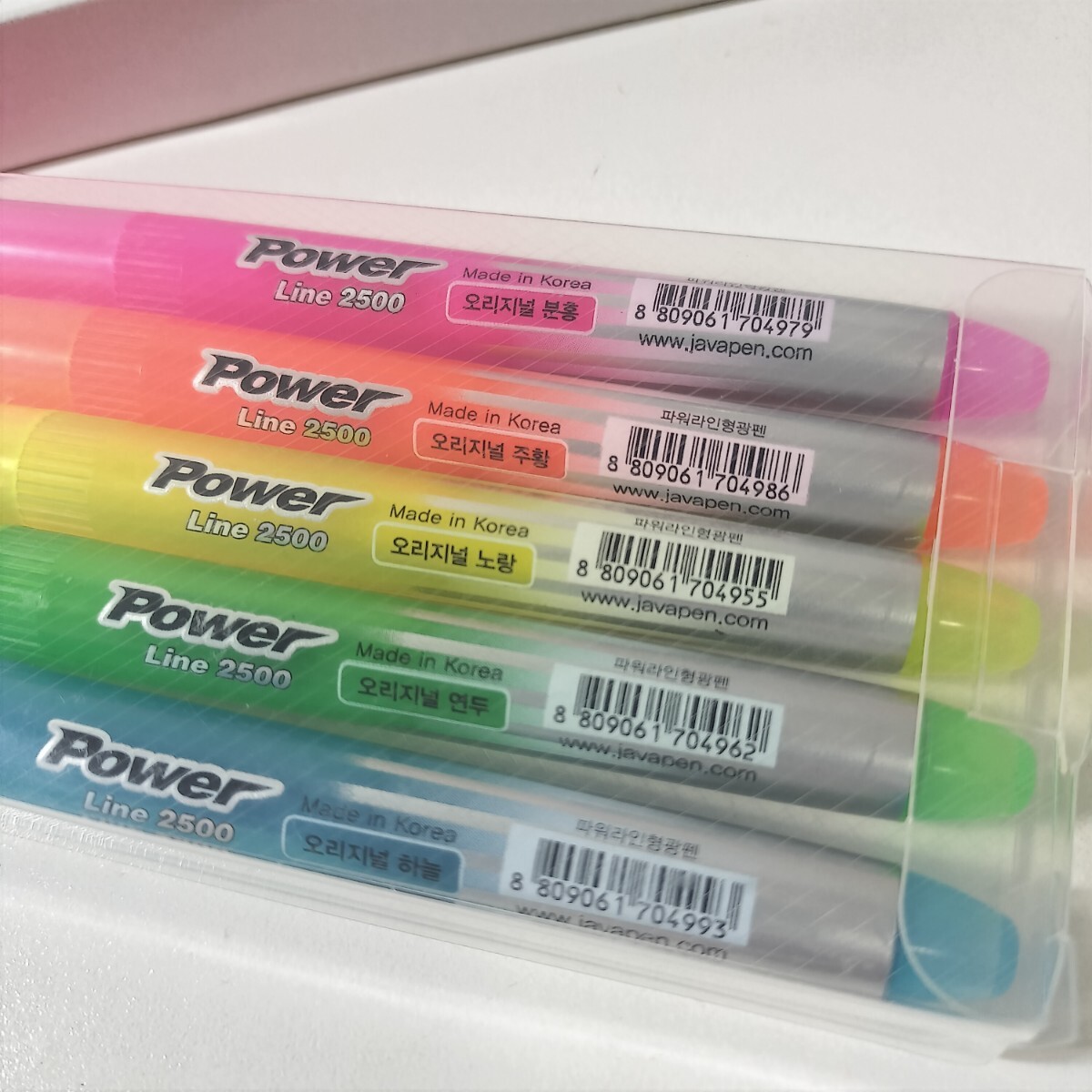 韓國(guó)制 Java Power Line 2500 HIGHLIGHTER ORIGINAL ジャバ パワーライン ハイライター 蛍光ペン 5色セット 未使用 [日本生命 ノベルティ]