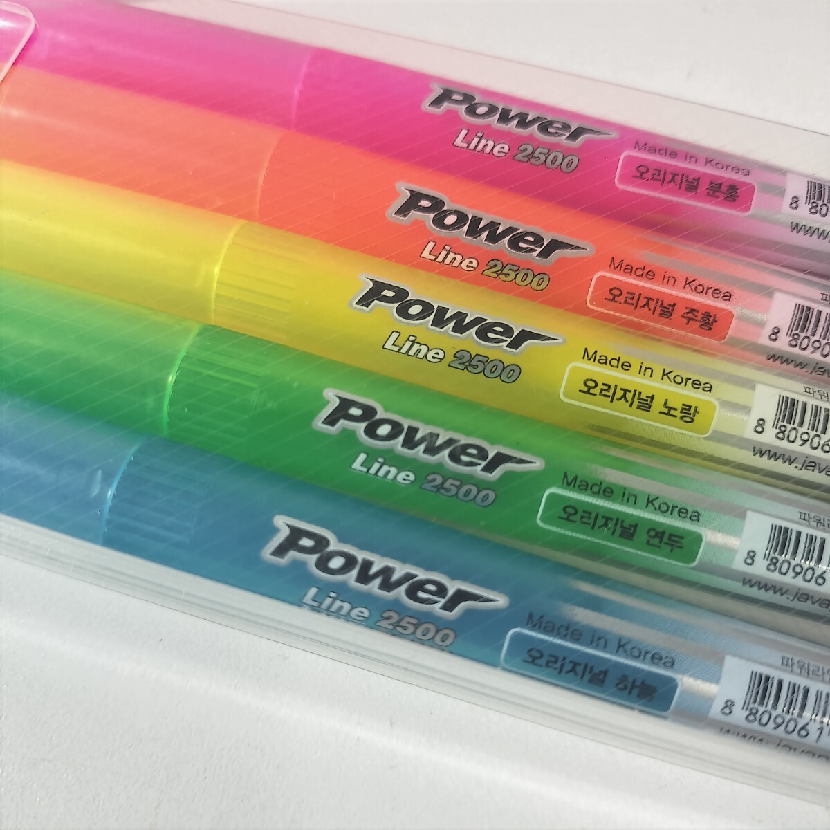 韓國(guó)制 Java Power Line 2500 HIGHLIGHTER ORIGINAL ジャバ パワーライン ハイライター 蛍光ペン 5色セット 未使用 [日本生命 ノベルティ]