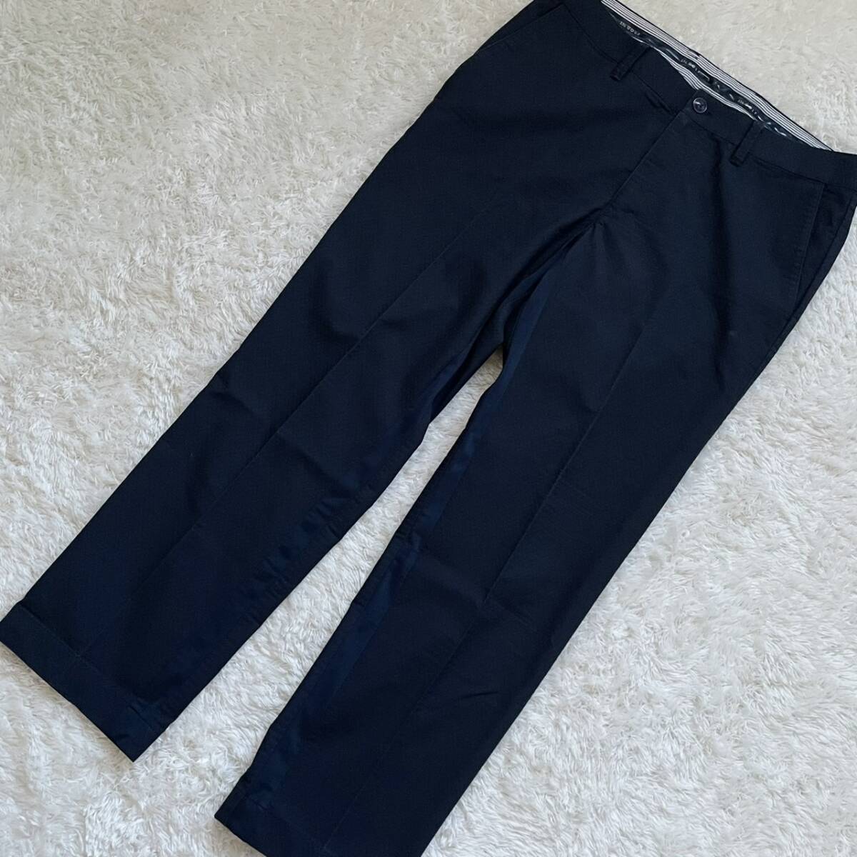 希少!!美品/XLサイズ■23區(qū) GOLF メンズ ロング パンツ ストレッチ ゴルフウェア ワッペン スポーツ ネイビー 春夏