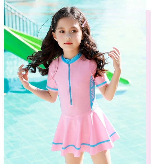 ピンク M 90㎝ 水著 ワンピース 女の子 ガールズ水著 スクール水著 ベビー水著 子供用水著 幼稚園 保育園 小學(xué)生 水泳教室 海 夏
