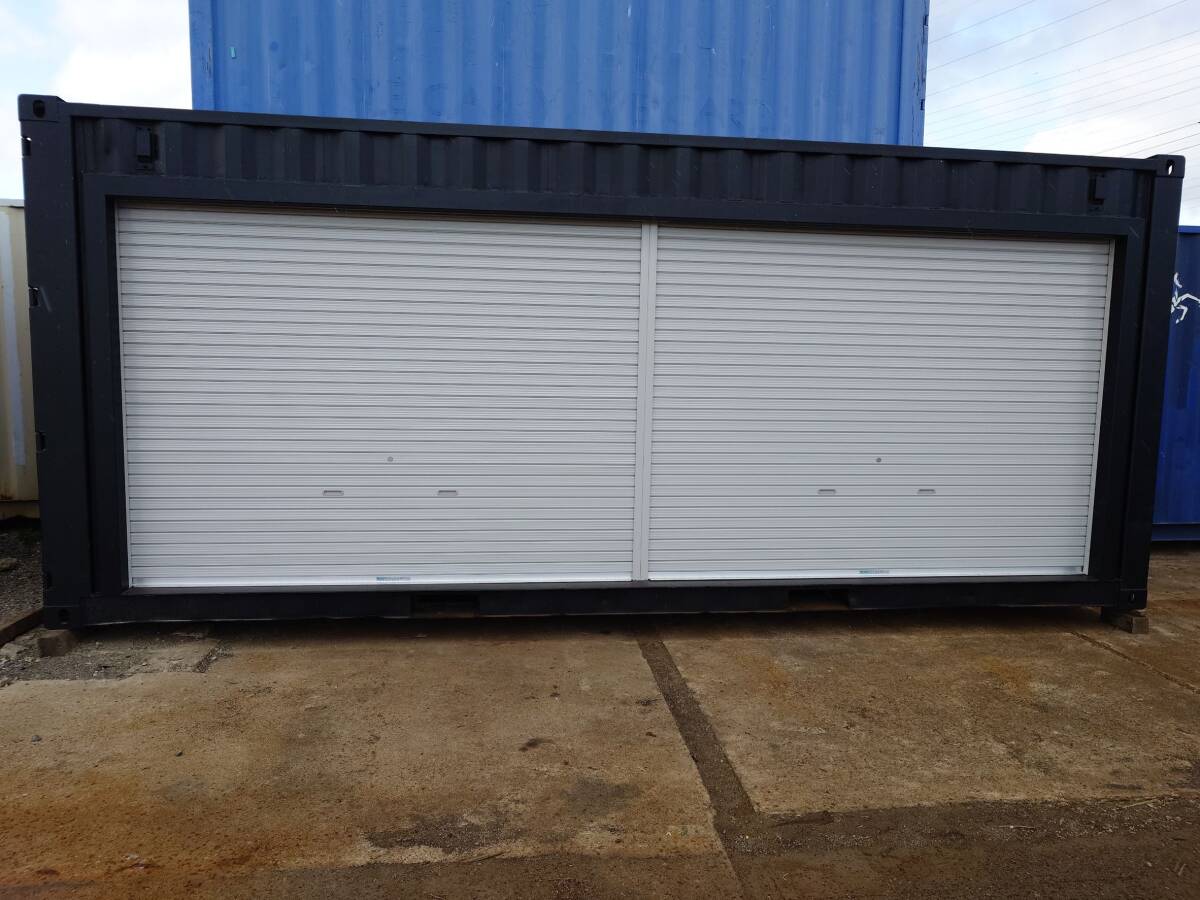 DC20144 20ft（20フィート）ドライスチールコンテナ 長手面シャッター付き☆黒色☆現状渡し☆中古コンテナ
