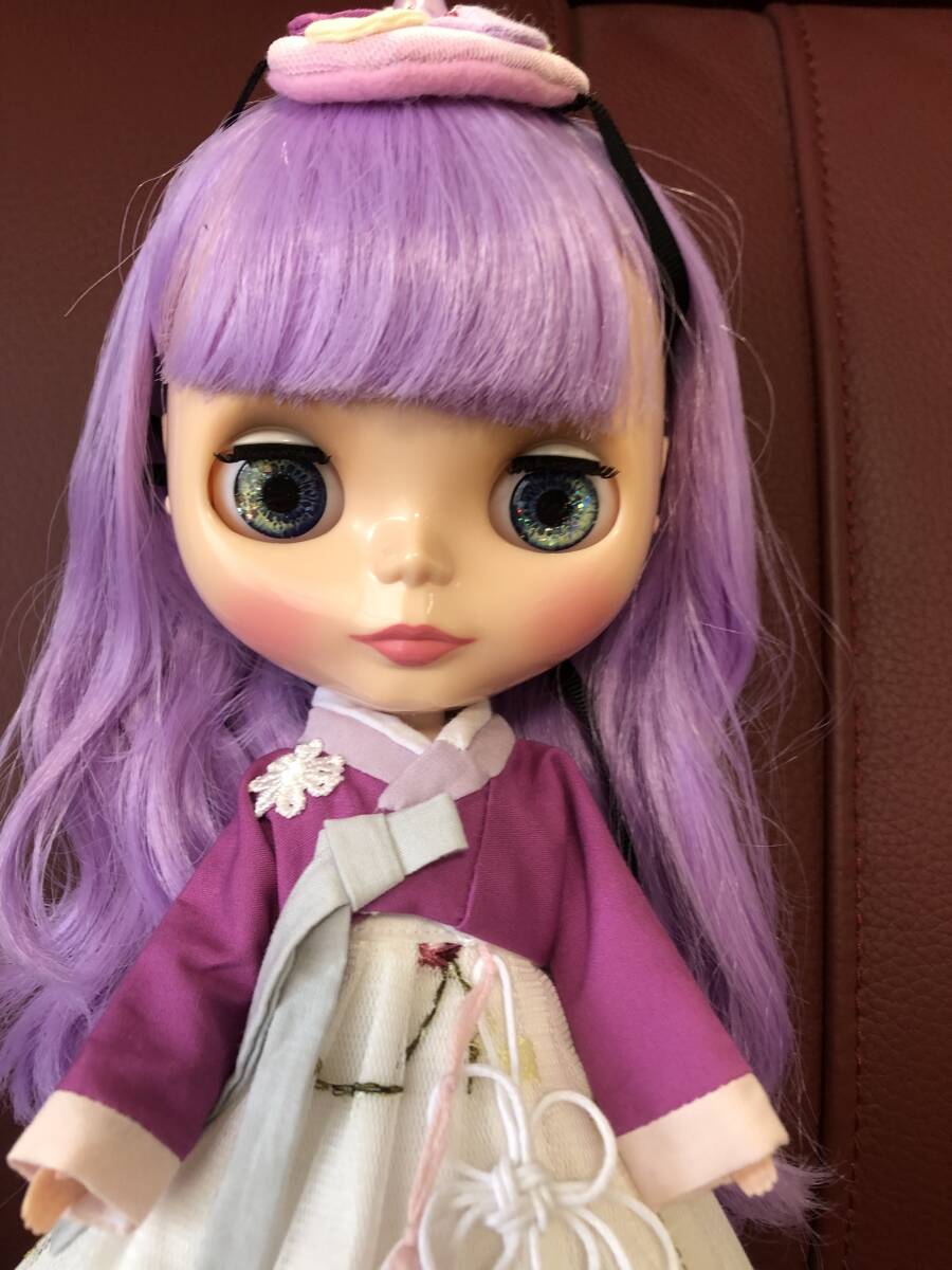 ネオブライス?チュールレース　チマチョゴリ 4點(diǎn)セット（パープル×ホワイト色） アウトフィット ブライス 