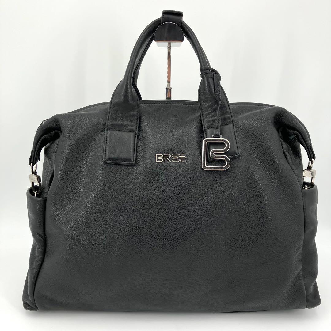 [ хорошая вещь ]BREEb Lee nola 7 2way портфель портфель документы сумка кожа натуральная кожа shrink обработка морщина кожа Logo очарование чёрный черный 