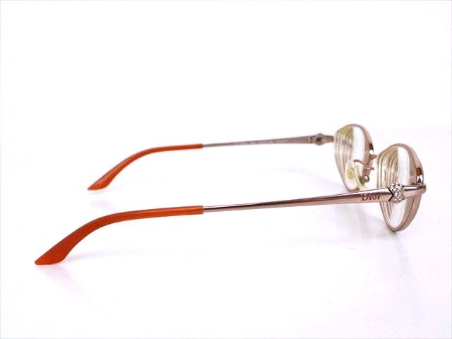 綺麗め☆Christian Dior【ディオール】ロゴ キラキラリボンモチーフ 眼鏡☆日本制☆ピンク系☆レディース☆ラインストーン☆