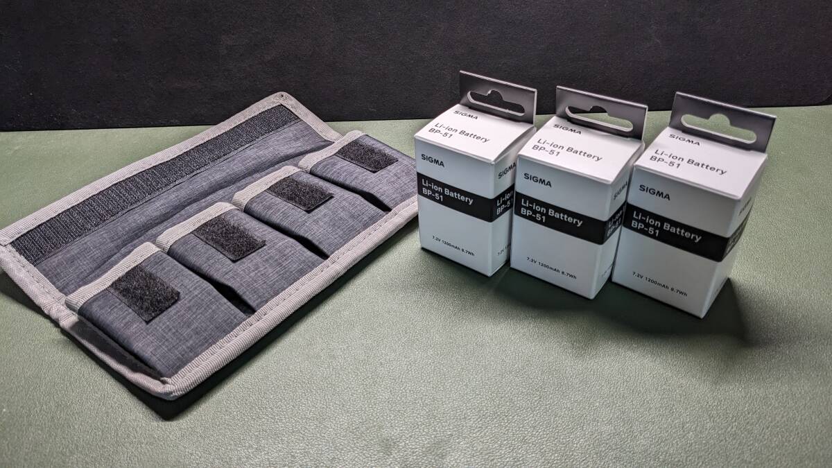 ☆☆☆ SIGMA (シグマ) リチウムイオンバッテリー BP-51 × 3個 ＋　バッテリーバッグ （4ポケットNosen）