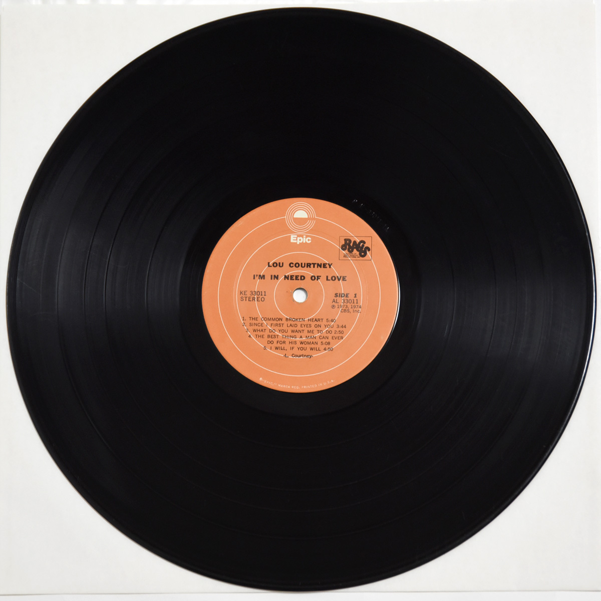  очень редкий запись US оригинал Lou Courtney / I'm In Need Of Love 1974 год Press прослушивание возможно Epic KE 33011 LP Roo * пальто колено свободный душа 
