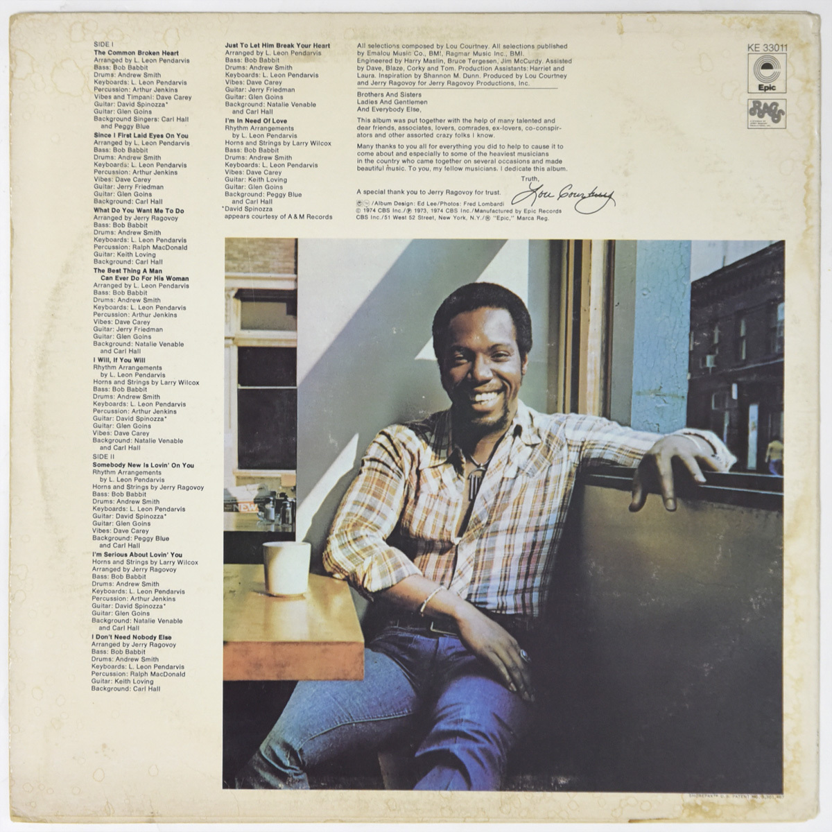  очень редкий запись US оригинал Lou Courtney / I'm In Need Of Love 1974 год Press прослушивание возможно Epic KE 33011 LP Roo * пальто колено свободный душа 