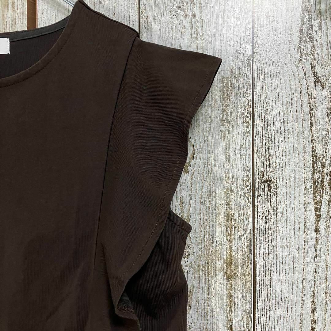 ☆Sonny Label URBAN RESEARCH☆カットソー ノースリーブ Tシャツ ブラウン フリル レディース クルーネック [送料無料☆匿名配送] ☆4387