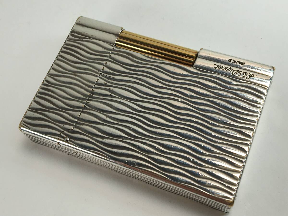 d1179　人気モデル 快音 S.T.Dupont デュポン ギャッツビー GATSBY ウェーブ 波模様 ガスライター 喫煙具 火花確認(rèn)済み [パケ無料]