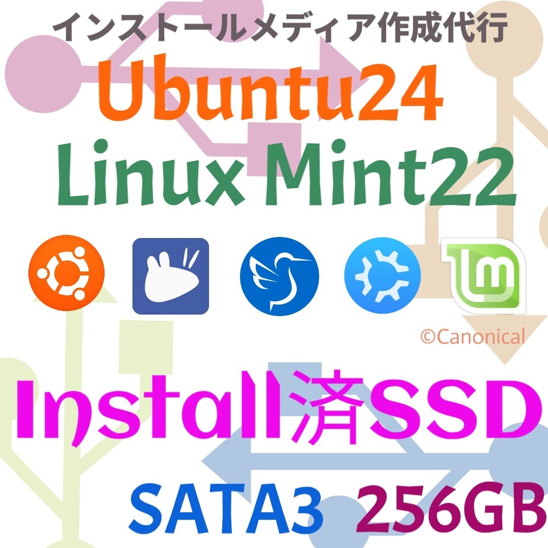 インストール済みSSD★ Ubuntu / Linux Mint / Lubuntu / Xubuntu / Kubuntu SATA3 SSD 256GB Linux OS 初期設定済 Steam 動畫編集 ゲーム