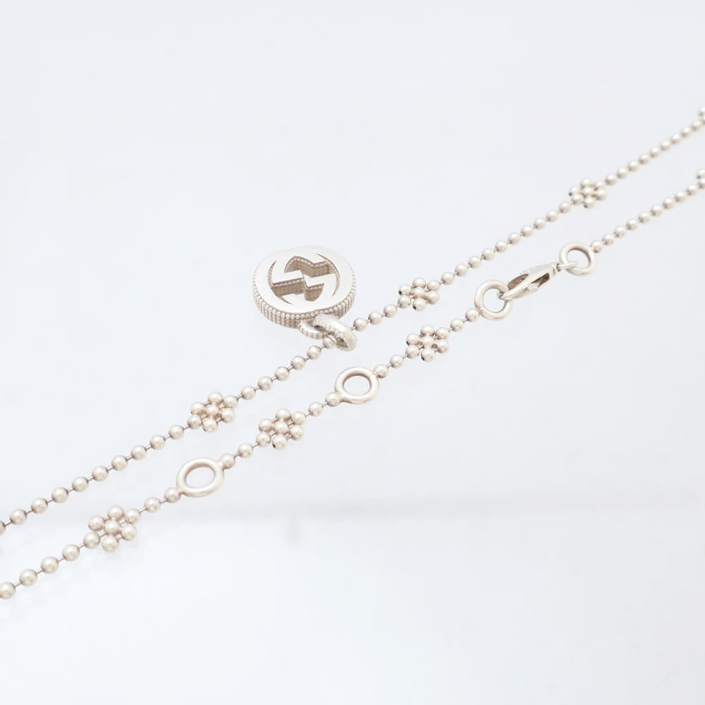 【セール!】 GUCCI グッチ インターロッキング G ネックレス 479221 925 シルバー フラワー アクセサリー レディース◆中古Aランク