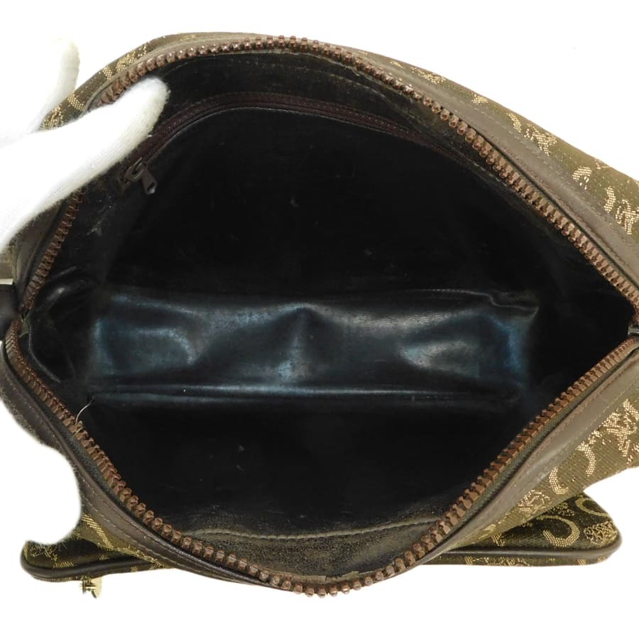1円■美品 セリーヌ ショルダーバッグ ブラウン系 キャンバス Cマカダム 馬車 普段使い CELINE ■E.Bgo.tI-29