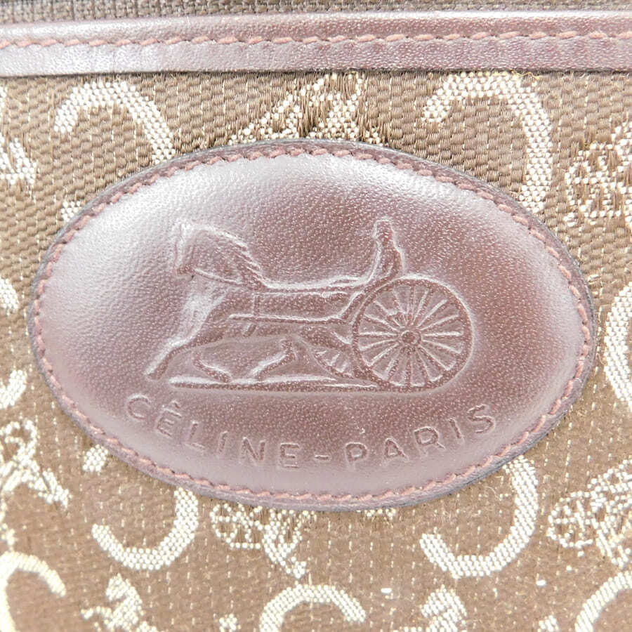 1円■美品 セリーヌ ショルダーバッグ ブラウン系 キャンバス Cマカダム 馬車 普段使い CELINE ■E.Bgo.tI-29