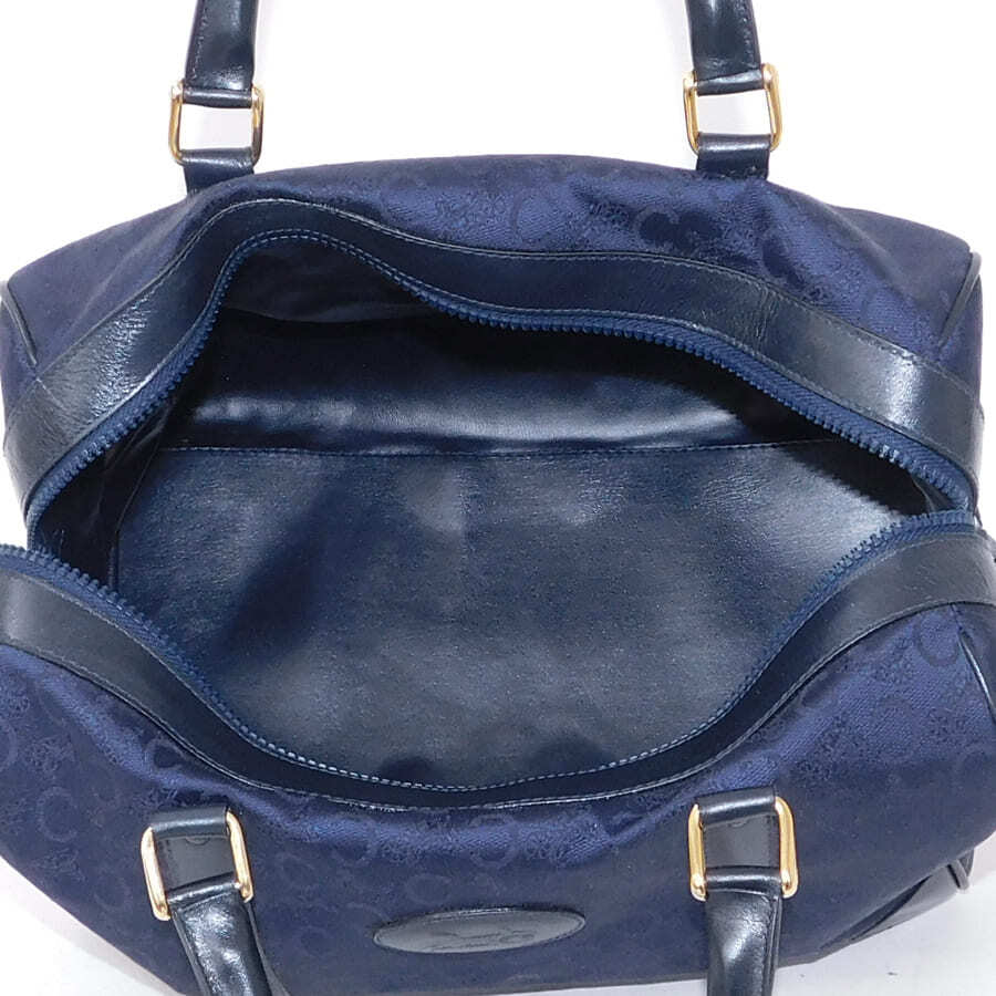 1円■美品 セリーヌ ハンドバッグ Cマカダム キャンバス×レザー ネイビー系 ミニボストン CELINE ■E.Bgo.tI-24