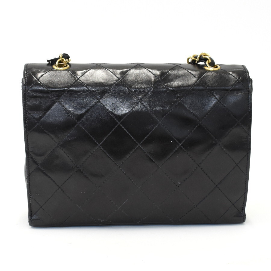 1円◎良品 CHANEL シャネル チェーンショルダーバッグ マトラッセ デカココマーク レザー ブラック ゴールド金具◎E.Cop.oR-16