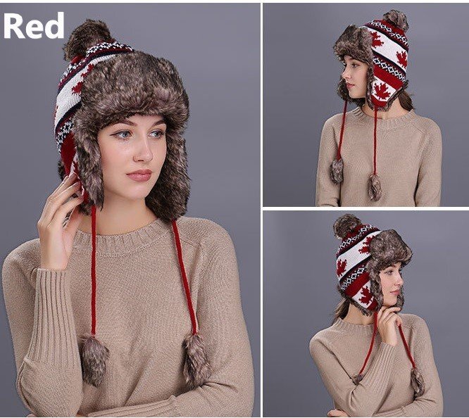 ニット帽 レッド レディース 秋冬 厚手 帽子 ニット 柔らか キャップ hat アウトドア ポンポン付き あったかい オシャレ 冬 耳當て n839