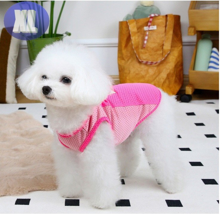 ドッグウェア 犬服 中型犬 ピンク XLサイズ メッシュ素材 袖なし 通気性 柔らか 洋服 可愛い n991