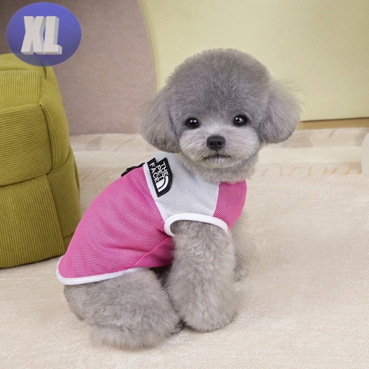 ドッグウェア 犬服 中型犬 ピンク XLサイズ メッシュ素材 袖なし 通気性 柔らか 洋服 可愛い