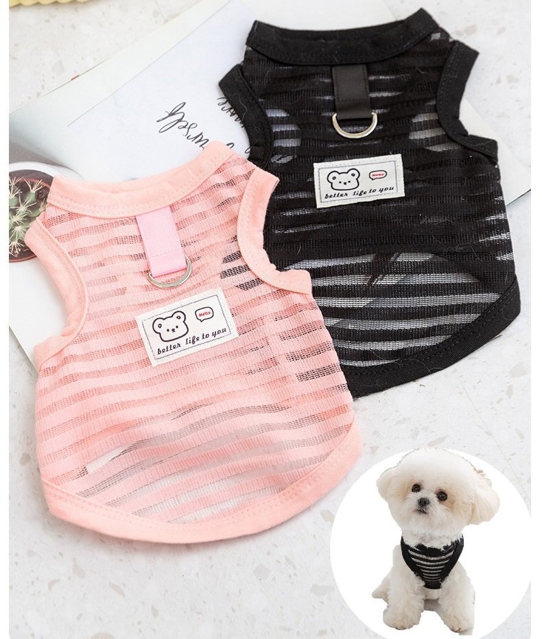 ドッグウェア ストライプ ブラック XLサイズ クマ 春夏 おしゃれな 犬服 小型犬 中型犬 洋服 可愛(ài)い n983