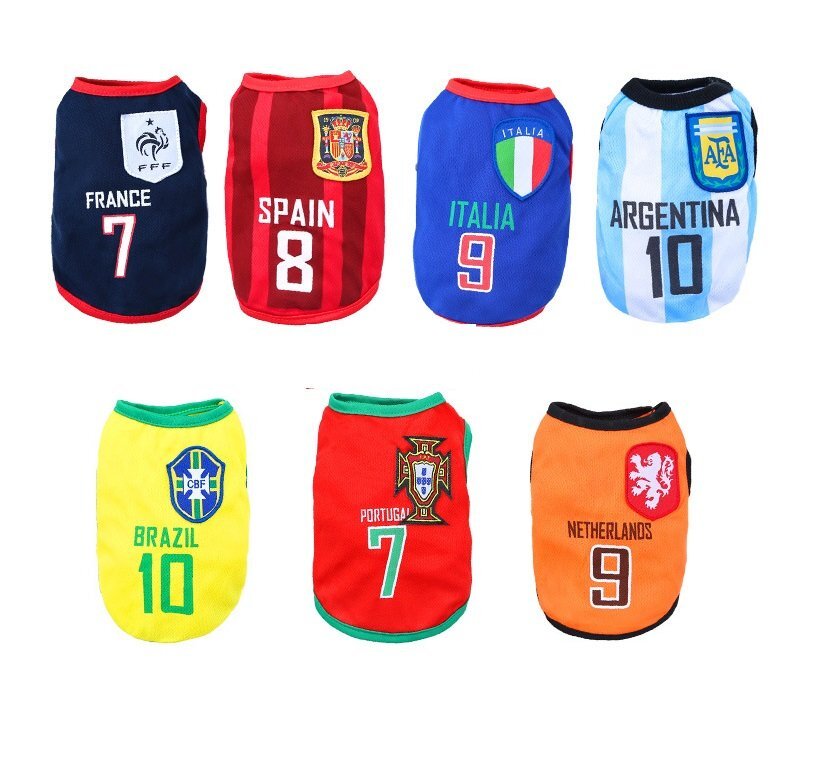 ドッグウェア 春夏 フランス Lサイズ サッカー 代表 ユニフォーム 犬服 中型犬 袖なし 通気性 柔らか 洋服 可愛い