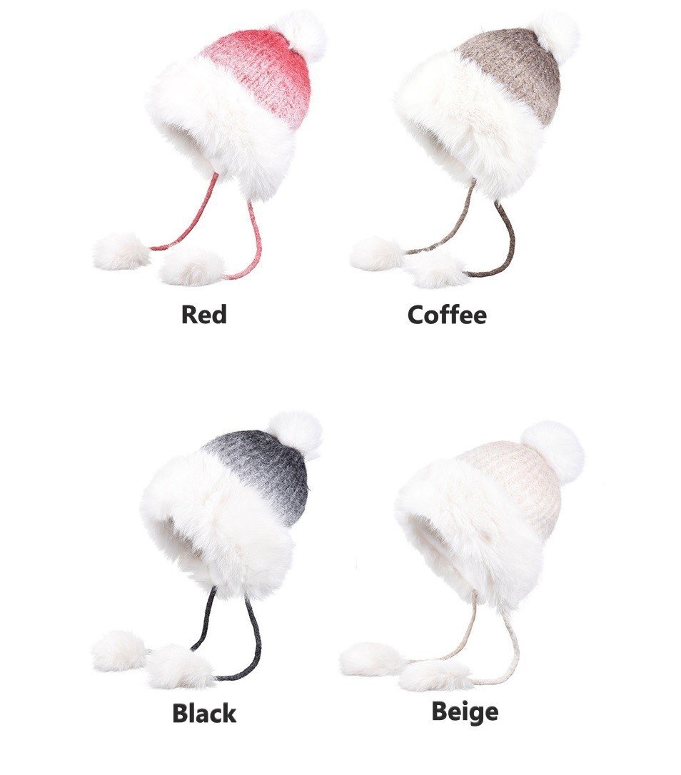 ニット帽 ブラック レディース 秋冬 厚手 帽子 ニット 柔らか キャップ hat アウトドア ポンポン付き あったかい オシャレ 冬 耳當(dāng)て n842