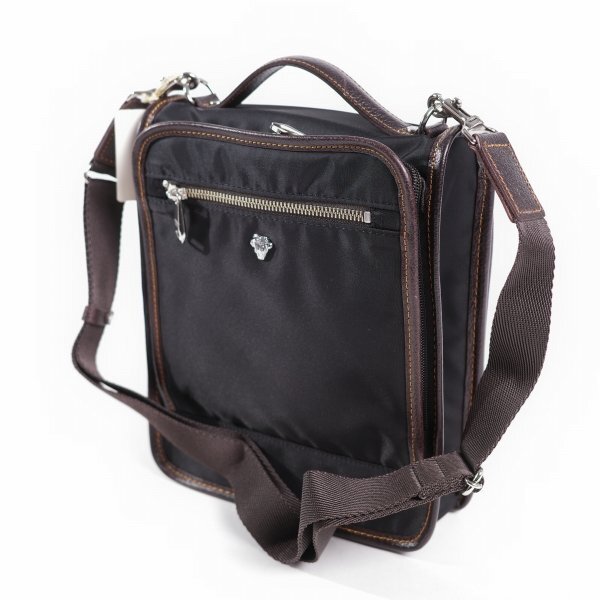 新品1円～★ultima TOKYO ウルティマ トーキョー メンズ 2WAY 牛革レザー 縦型ショルダーバッグ 黒 ブラック 軽量 正規(guī)店本物◆7845◆