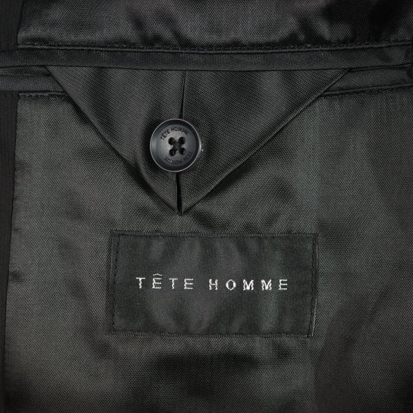 新品1円～★定価3.1萬 TETE HOMME テットオム メンズ 春夏 ストレッチナイロンジャケット LL ブラック 黒 テーラード 正規(guī)店本物 ◆7924◆