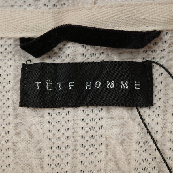 新品1円～★定価1.7萬 テットオム TETE HOMME メンズ 春夏 ケーブル編み ジップパーカー M アイボリー フーディー ◆7912◆