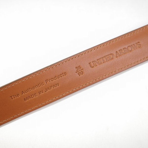 新品1円～★UNITED ARROWS ユナイテッドアローズ メンズ 日本制 牛革レザー スウェードレザーベルト 90 ベージュ 正規(guī)店本物 ◆8016◆