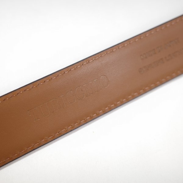 新品1円～★TURICCHIO トゥリッキオ メンズ 日本制 牛革レザーベルト F フリーサイズ 茶 ブラウン ビジネスベルト MADE IN JAPAN◆8018◆