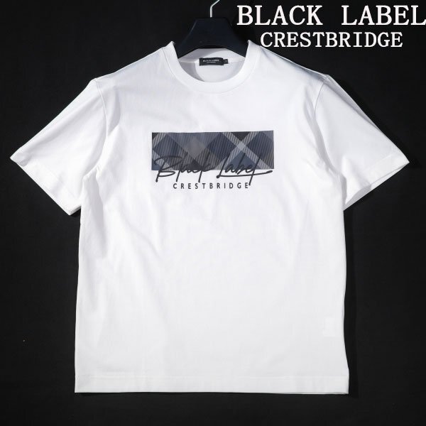  новый товар 1 иен ~* обычная цена 1.9 десять тысяч BLACK LABEL Black Label k rest Bridge короткий рукав вырез лодочкой проверка Logo футболка M cut and sewn белый *8047*