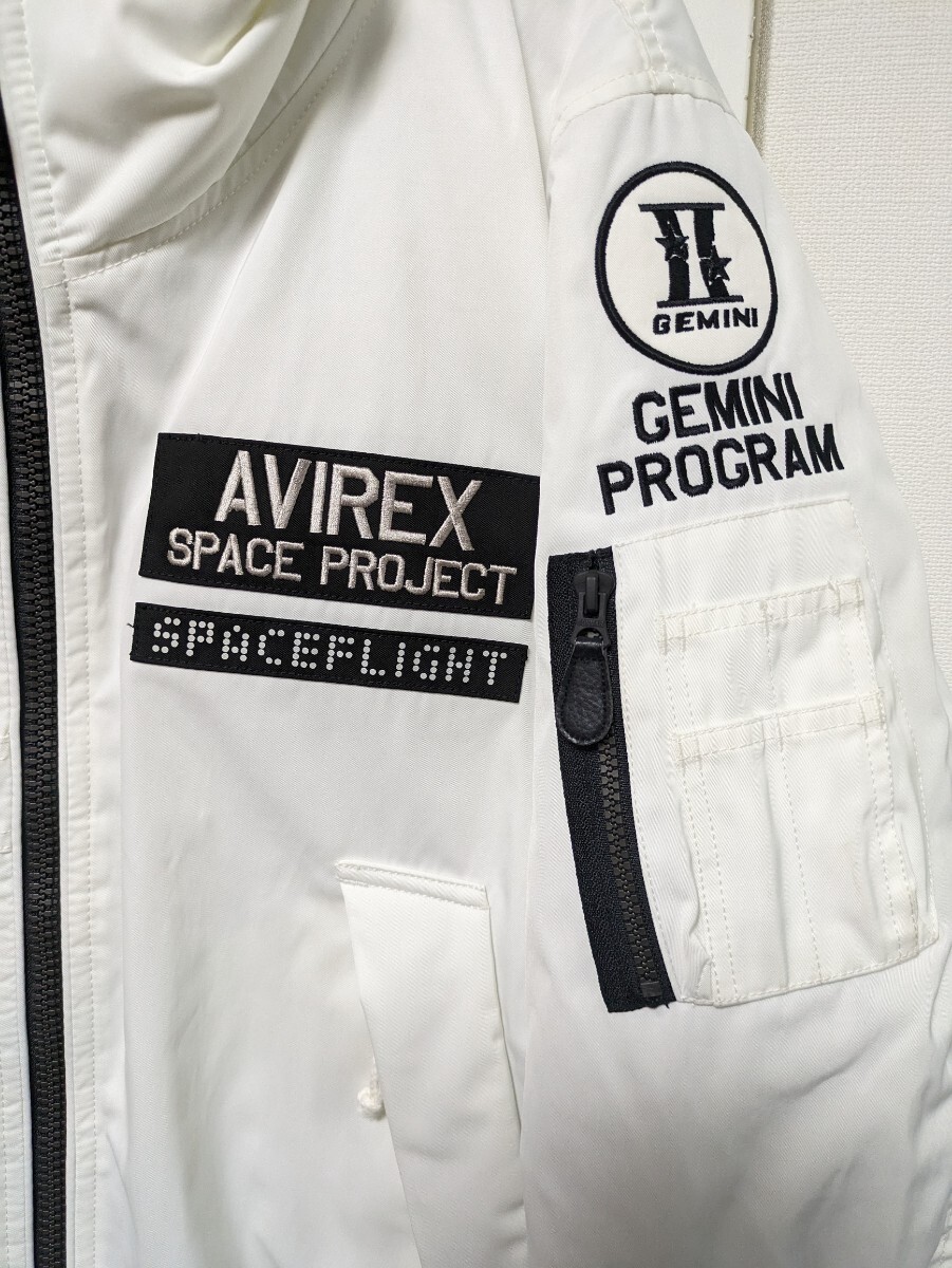 AVIREX/美品メンズ2XL.XXL/GT-10/カッコいい襟高タイプMA-1フライトジャケット/6182176ホワイト白色/space project/ジャンパー?ブルゾン