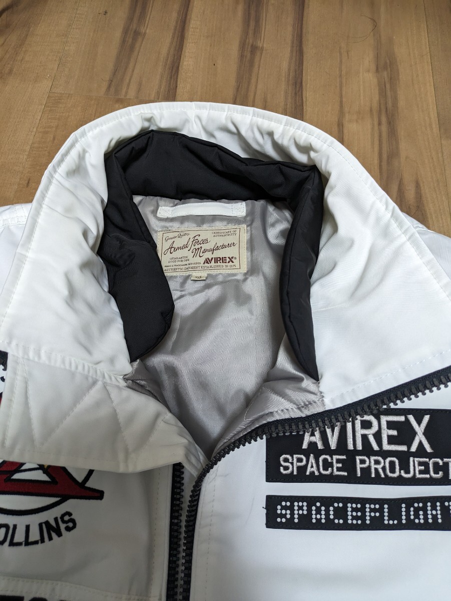 AVIREX/美品メンズ2XL.XXL/GT-10/カッコいい襟高タイプMA-1フライトジャケット/6182176ホワイト白色/space project/ジャンパー?ブルゾン
