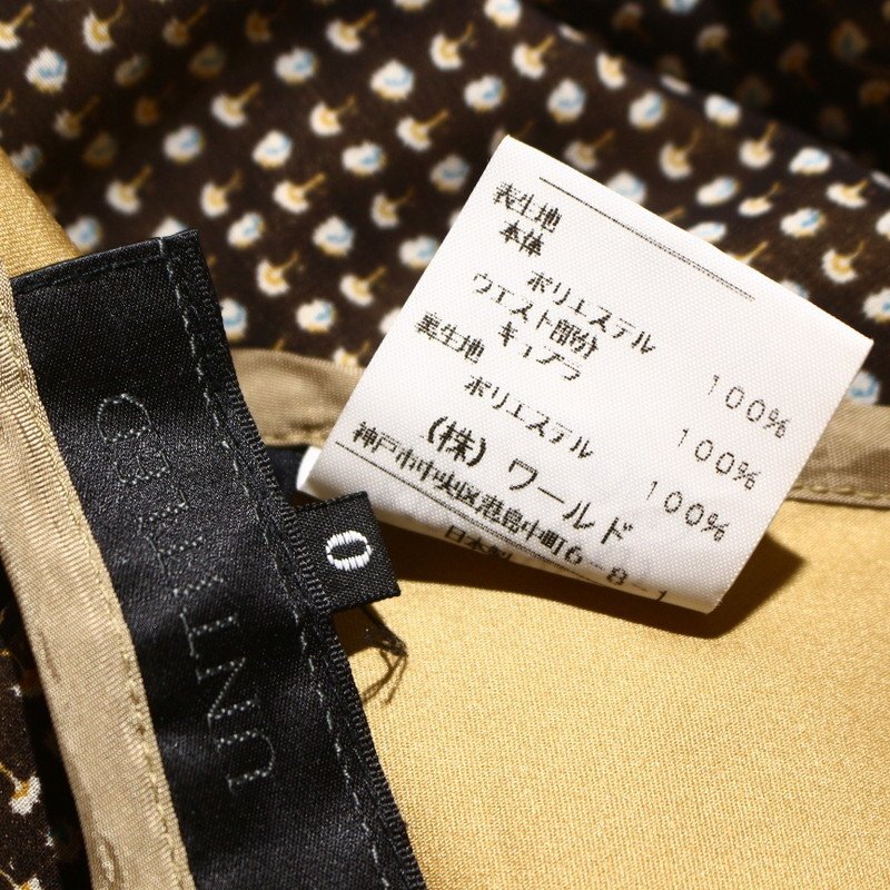 美品 アンタイトル UNTITLED 株) ワールド 春 夏 ドット フラワー プリント 柄 シフォン フレアスカート 5号 0 ダークブラウン オフィス_画像3