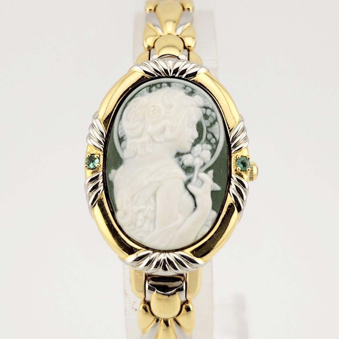 極希少 美品 ALPHONSE MUCHA アルフォンス?ミュシャ 桜草 プリマヴェーラモチーフ カメオ付き レディース クォーツ 腕時計