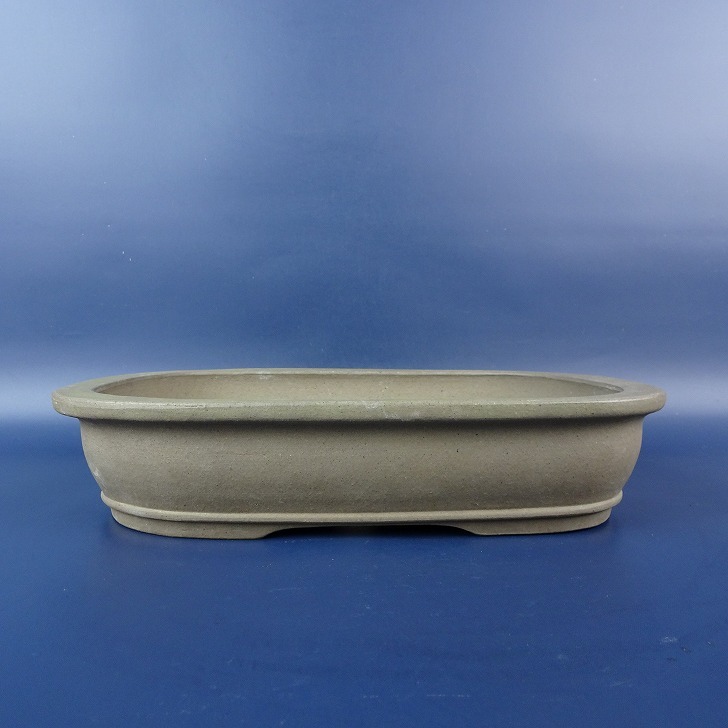 【中古】盆栽鉢 常滑 カネ正製陶 中型 長辺 約24cm 長方鉢 外縁 撫角 下帯 泥物 現品 中古鉢 鉢