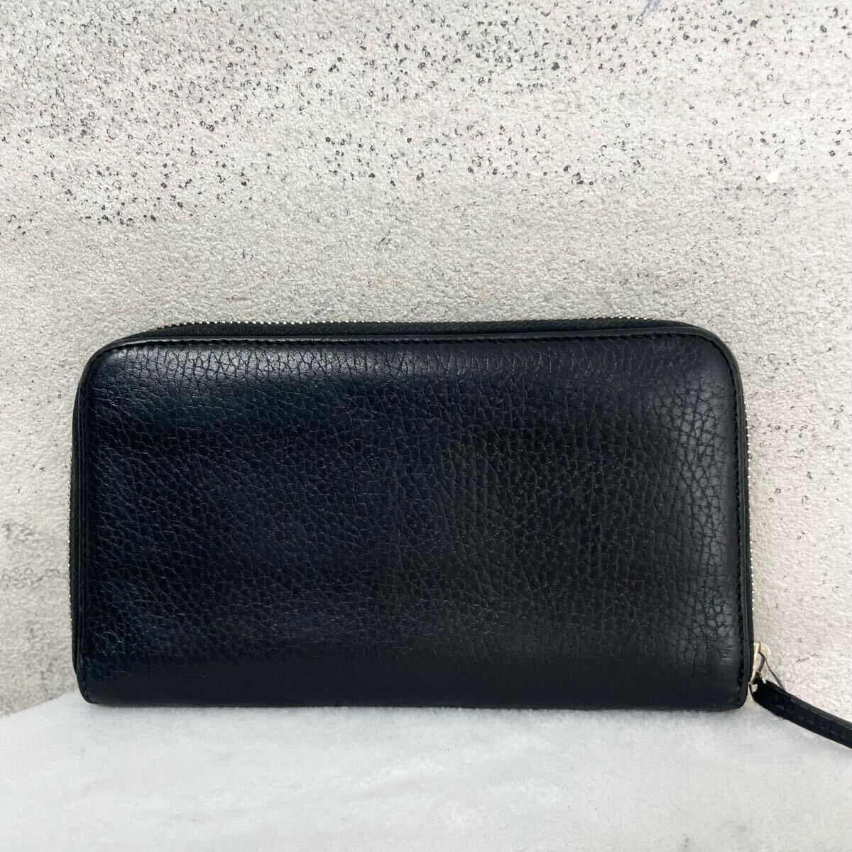 【贅沢品の極み】GUCCI グッチ 長財布　コインケース インターロッキング　　レザー　本革　GG　ラウンドファスナー　ブラック　黒