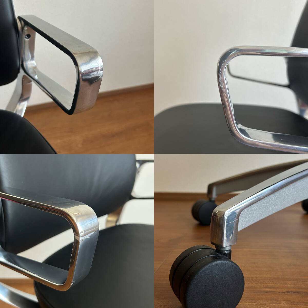 ①ITOKI イトーキ Levi レヴィ 黒本革 ワークチェア｜ブラックレザー オフィス キャスター デスク ハーマンミラー Vitra. knoll イームズ