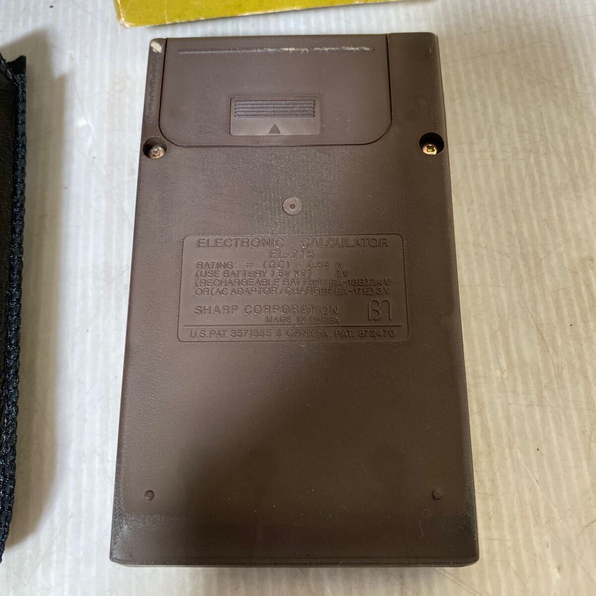 SHARP 昭和レトロ 電卓 シャープ 計算機 當時物 レトロ ビンテージ EISI MATE EL-215 動作品 本體とソフトケース 箱3點 箱痛み 